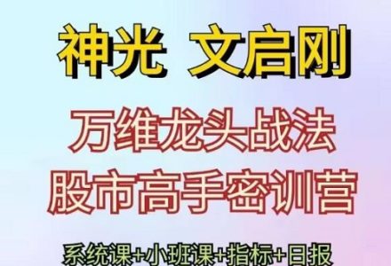 神光文启刚 万维龙头战法股市高手密训营系统课+小班课+日报+指标-静思博客