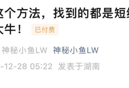 神秘小鱼LW:用这个方法，找到的都是短线超级大牛 1文档-静思博客