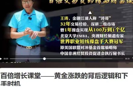 王涛百倍增长课堂涛哥黄金涨跌的背后逻辑和下手时机 1视频-静思博客