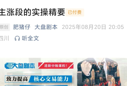 【大盘剧本】20250820付费文 主涨段的实操精要-静思博客