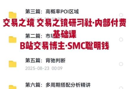 交易之境订单流精讲 交易之镜研习社 内部付费基础课 B站交易博主 SMC聪明钱-静思博客
